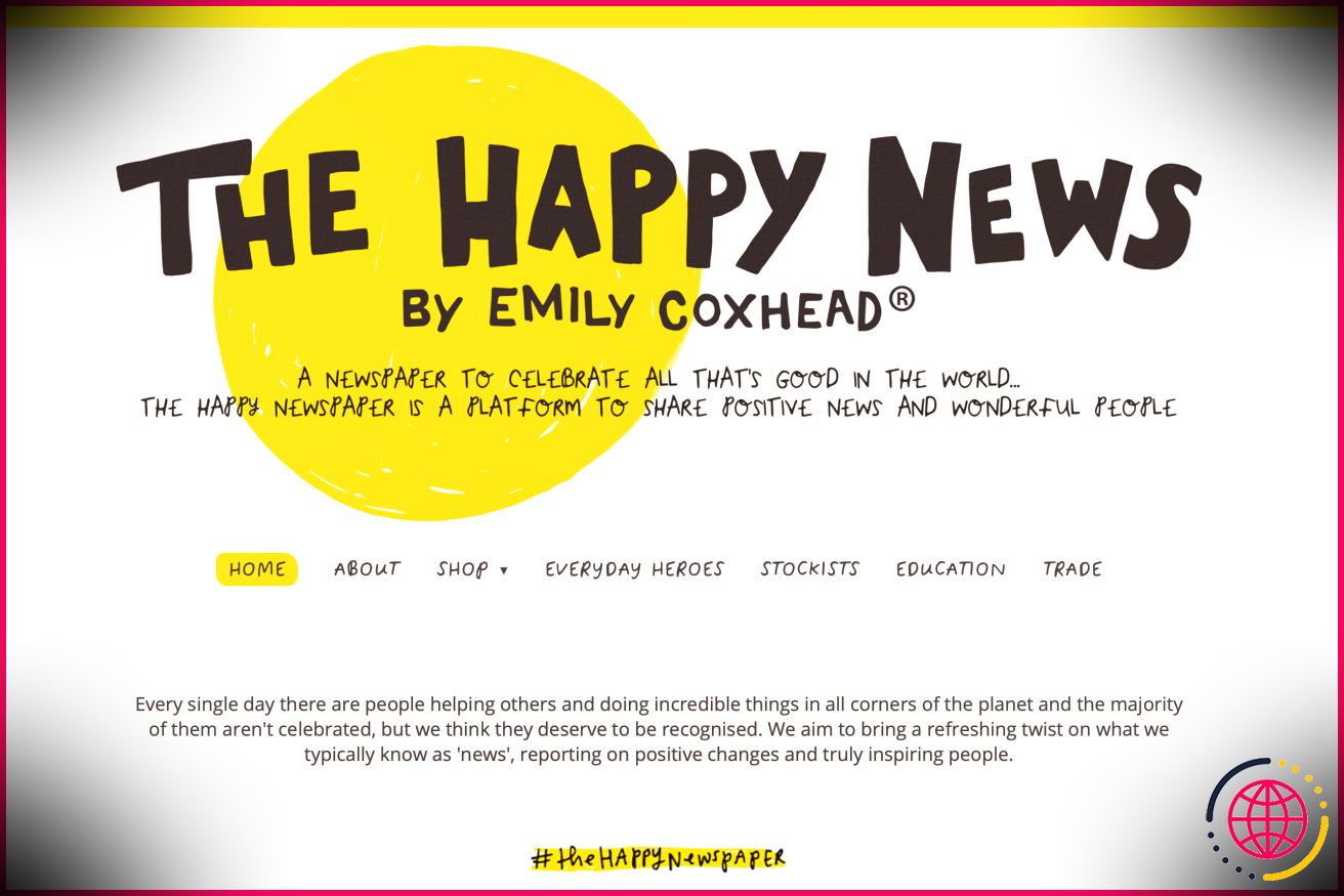 La page d'accueil de Happy News