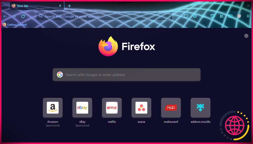 Une capture d'écran de Mozilla Firefox avec le thème SciFi activé