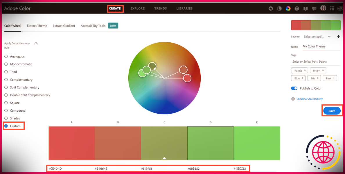 Capture d'écran du site Adobe.Color.