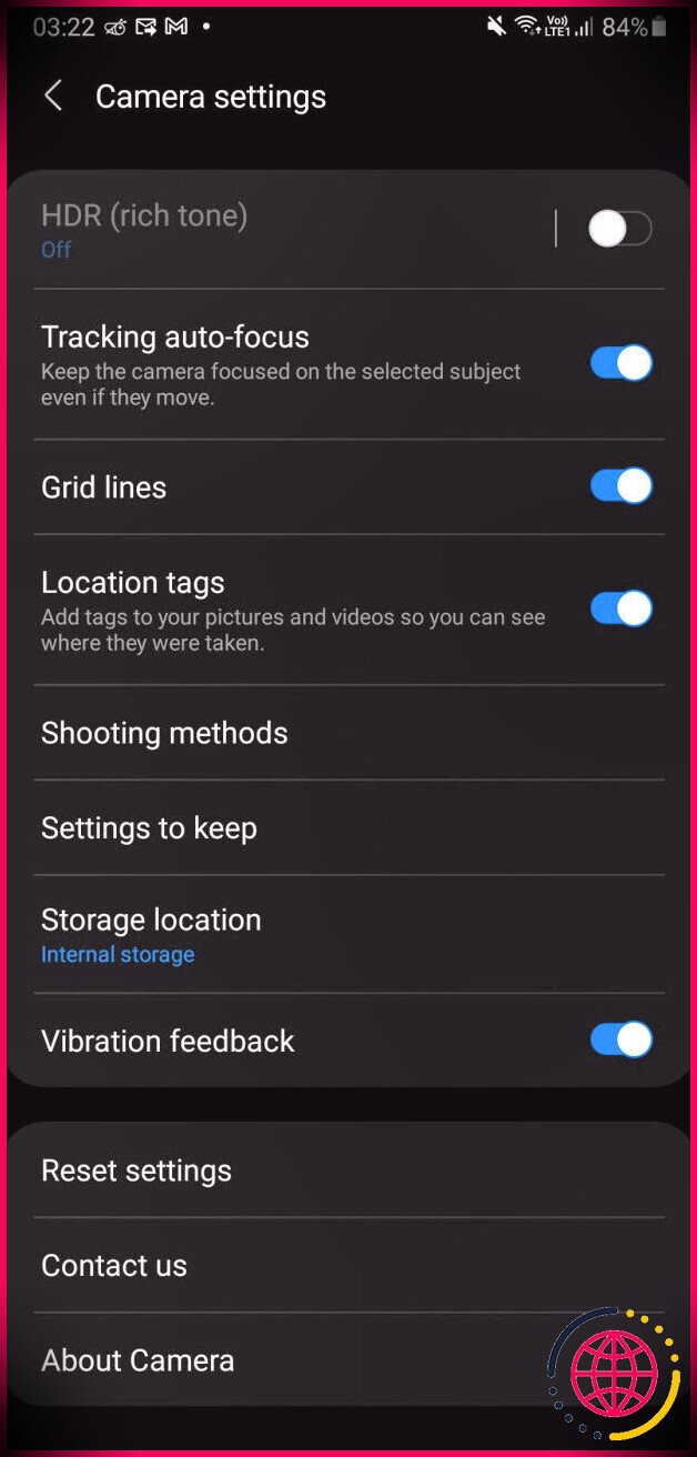 Comment changer l'emplacement de stockage de l'application appareil photo Samsung Galaxy