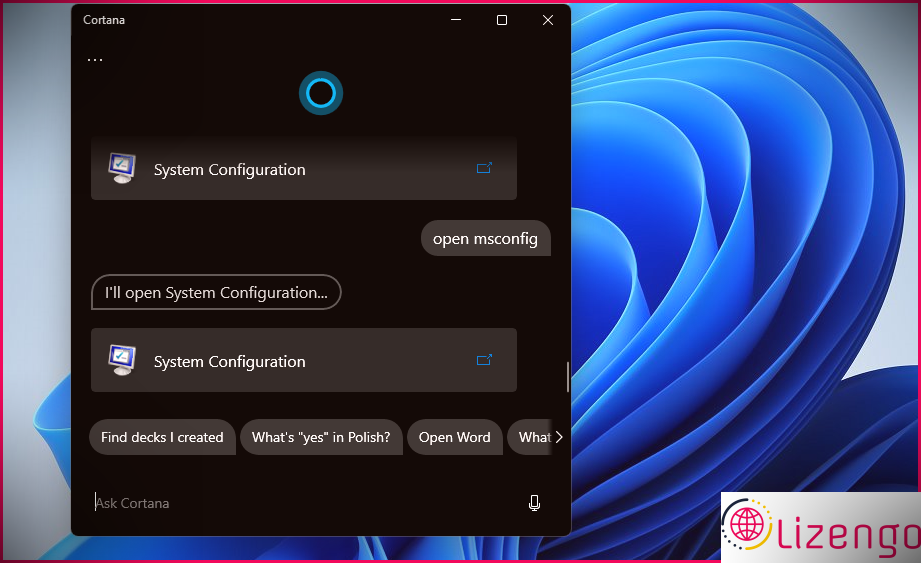 L'application Cortana