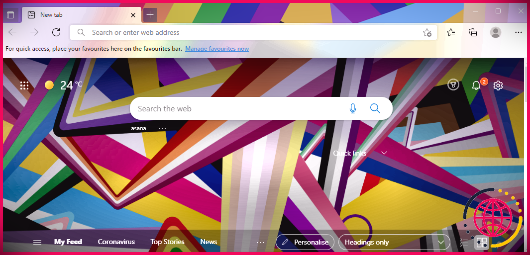 Une capture d'écran du thème Pride pour Microsoft Edge