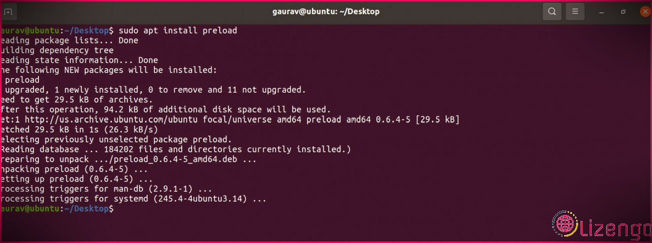 Interface de terminal d'Ubuntu
