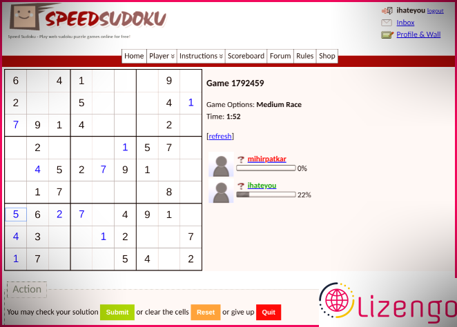 Jouez contre deux à quatre amis ou des inconnus pour résoudre le Sudoku le plus rapidement dans Speed ​​Sudoku