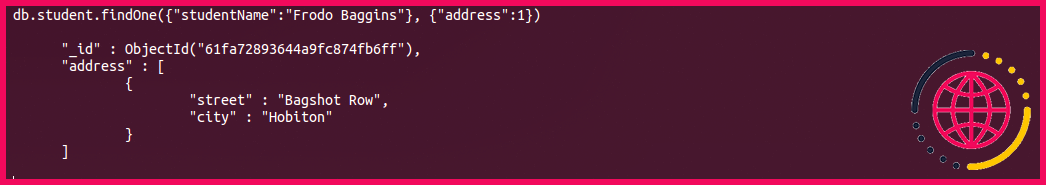 Capture d'écran du terminal affichant les résultats de la requête mongoDB