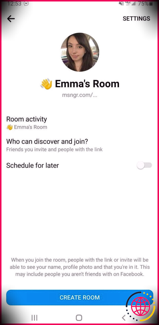 Créer des paramètres d'application Messenger Rooms