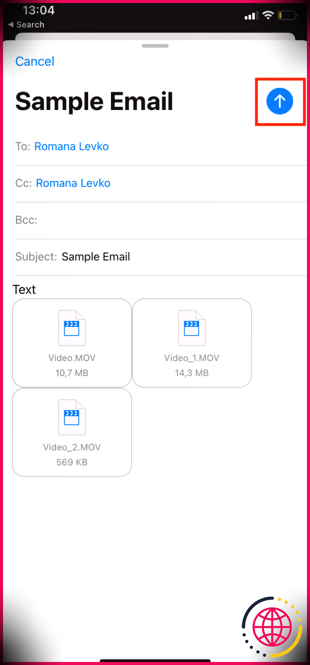 Envoyer un e-mail sur iPhone.