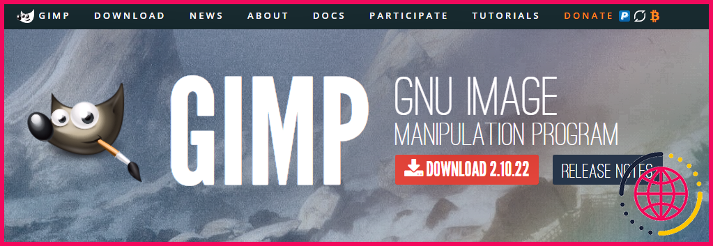 Page de destination GIMP