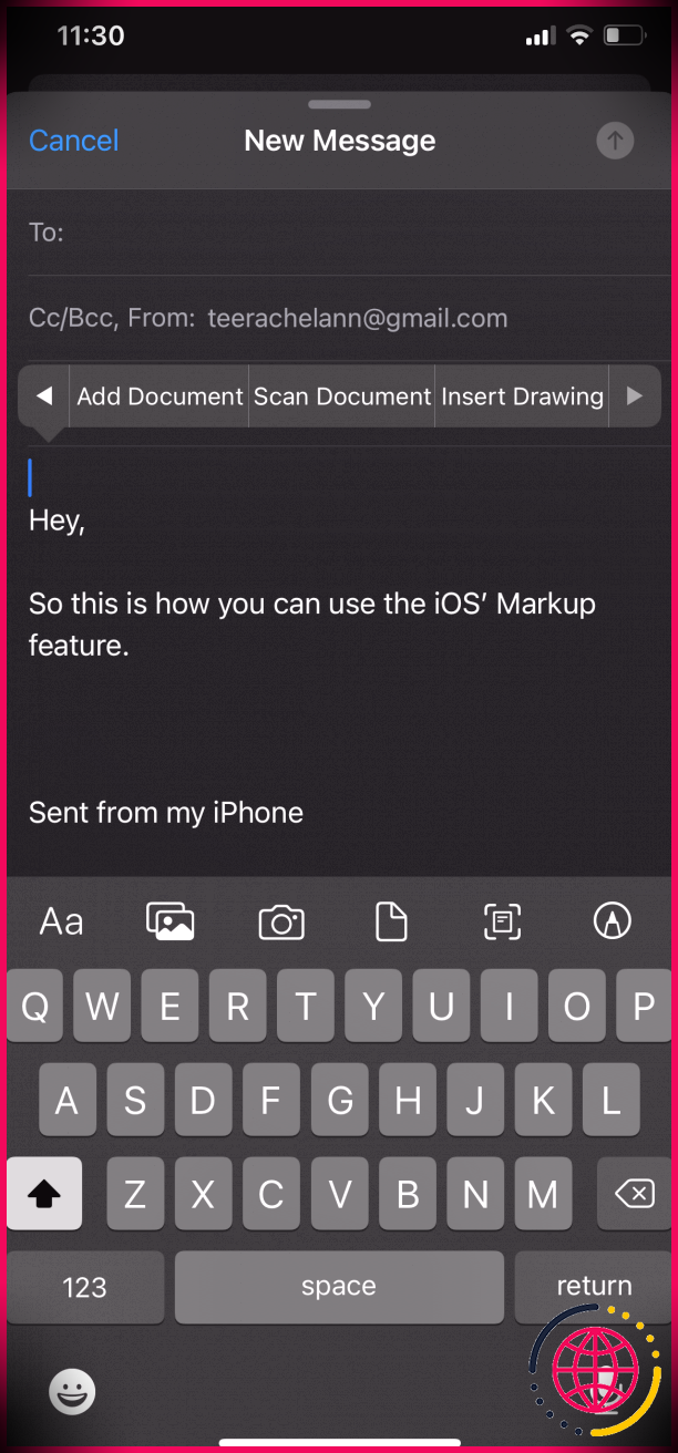 utiliser l'outil de balisage sur iPhone's Mail