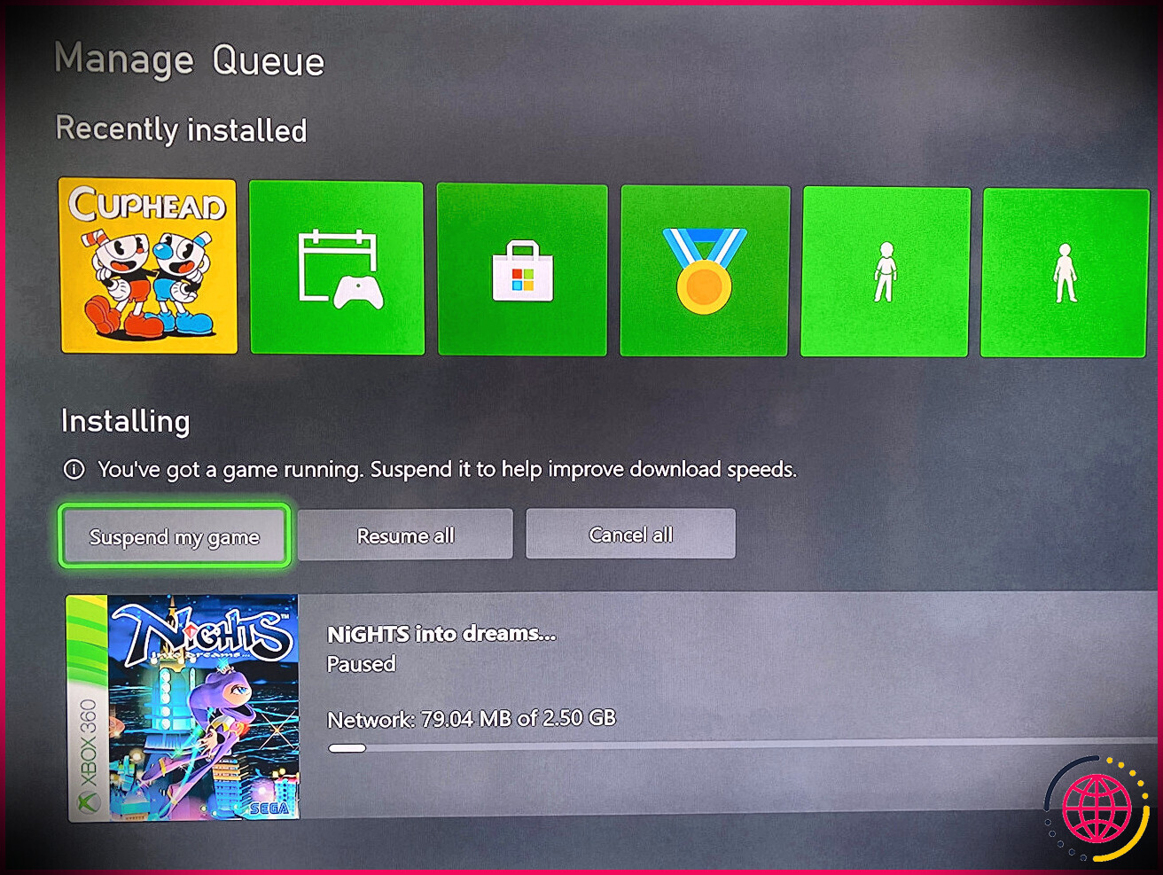 Xbox Gérer les téléchargements suspendus en file d'attente