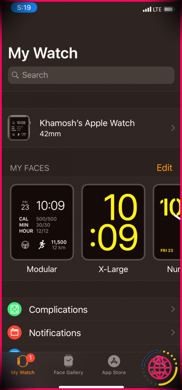 Apple Watch Modifier les cadrans de la montre 1