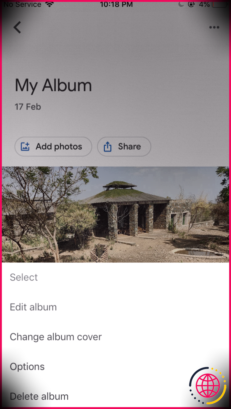 Supprimer un album dans Google Photos pour iOS