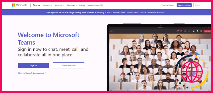Page de connexion Microsoft Teams