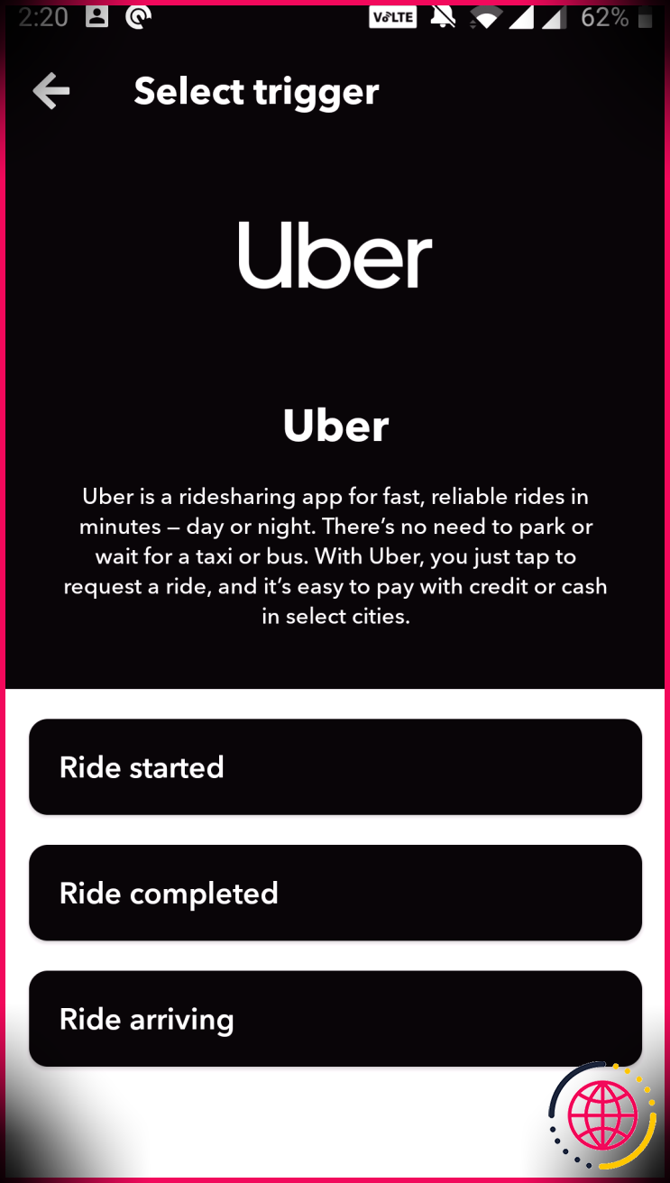 uber ride arrivant