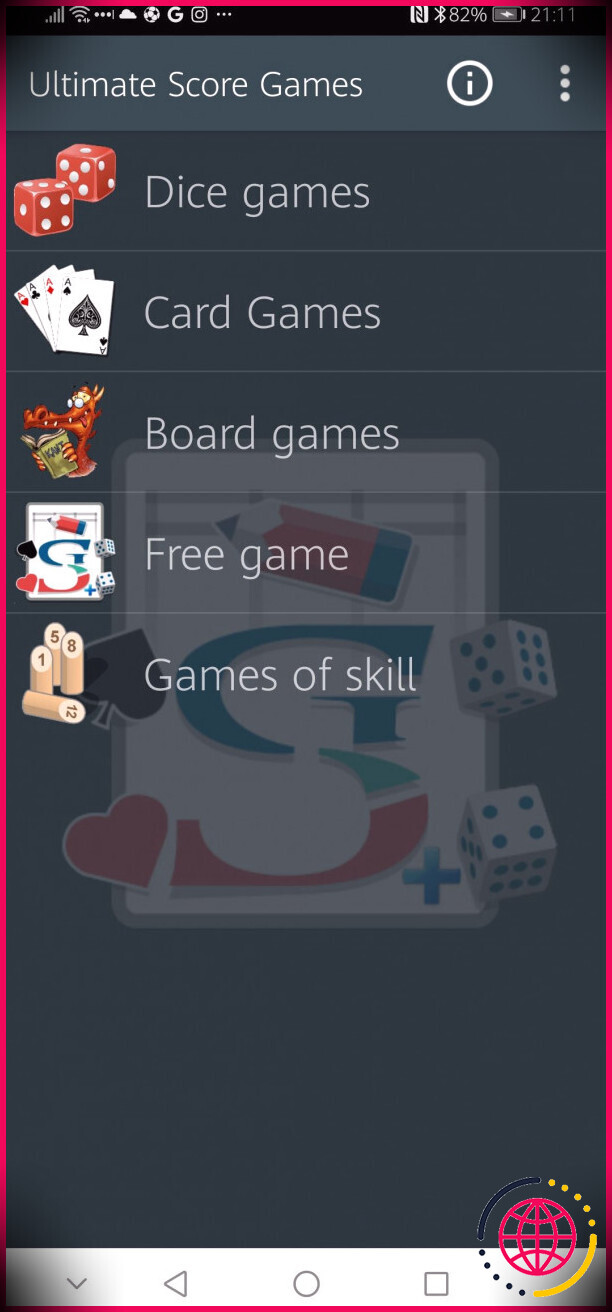 Ultimate Score Games pour les catégories Android
