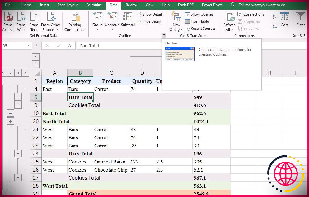 Appliquer des styles lors de la configuration du plan Excel