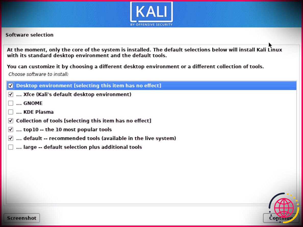 Installez le logiciel indispensable pour lancer Kali
