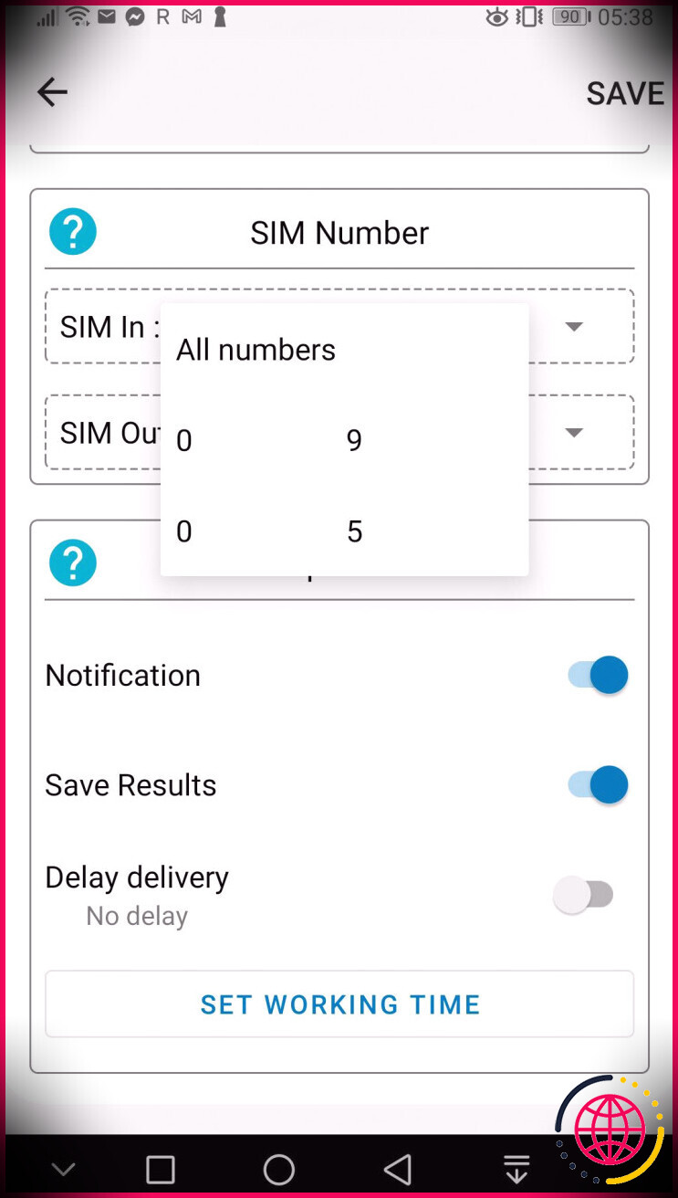 Choisir la carte SIM dans SMS Forwarder