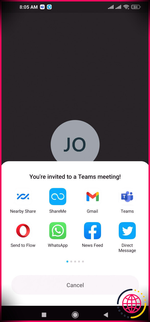 Lien de partage de réunion de réunion Microsoft Teams