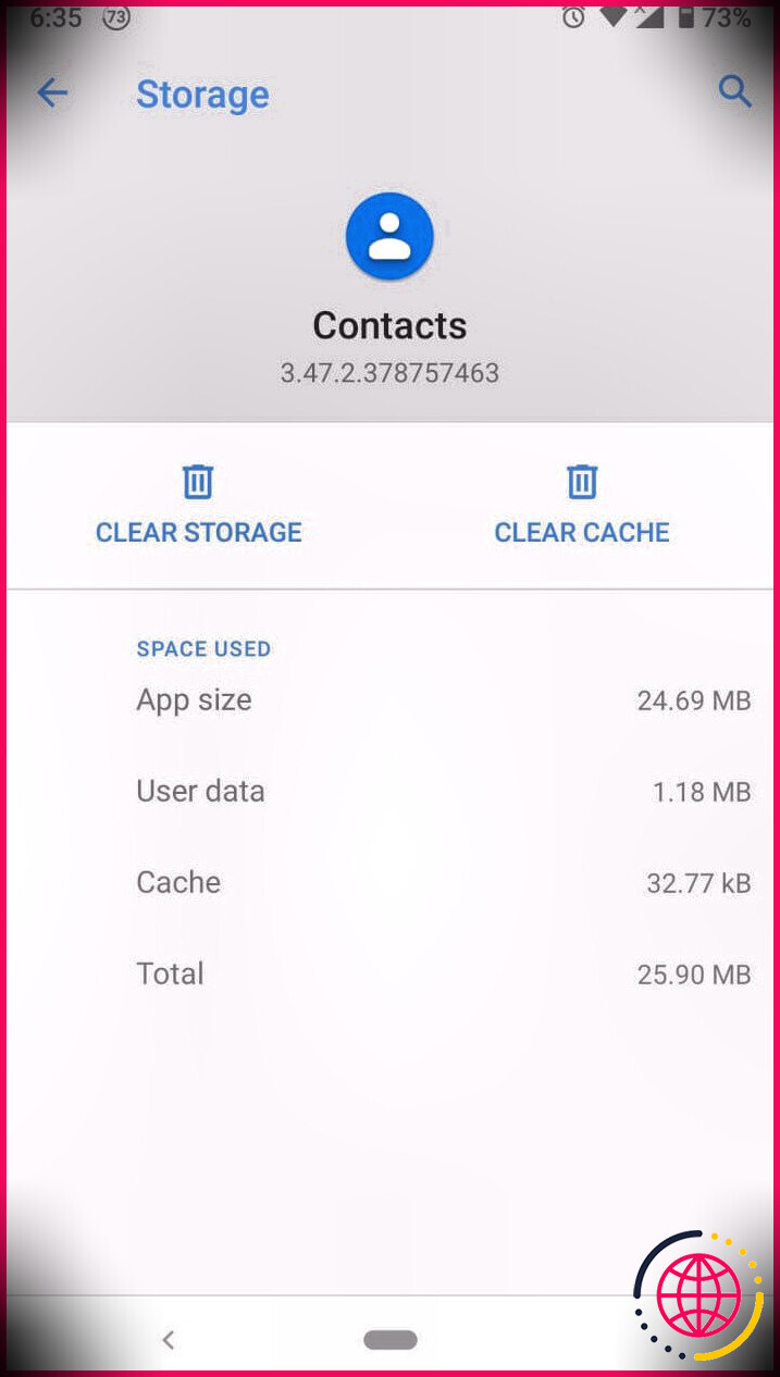 android-contacts-stockage-app-capture d'écran