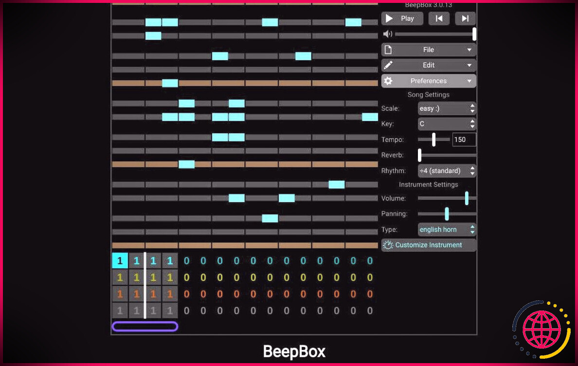BeepBox est un séquenceur musical simple mais profondément personnalisable permettant à tout non-musicien de composer sa propre chanson