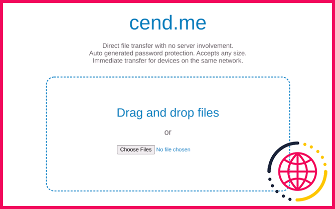 Cend est un service de partage de fichiers Peer to Peer qui fonctionne dans votre navigateur