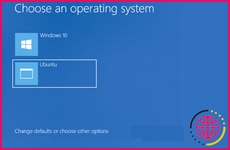 Choisir un écran de système d'exploitation pour Windows RE