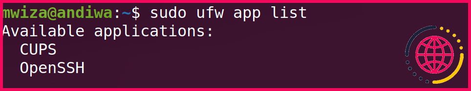 Commande ufw produisant des applications avec un profil