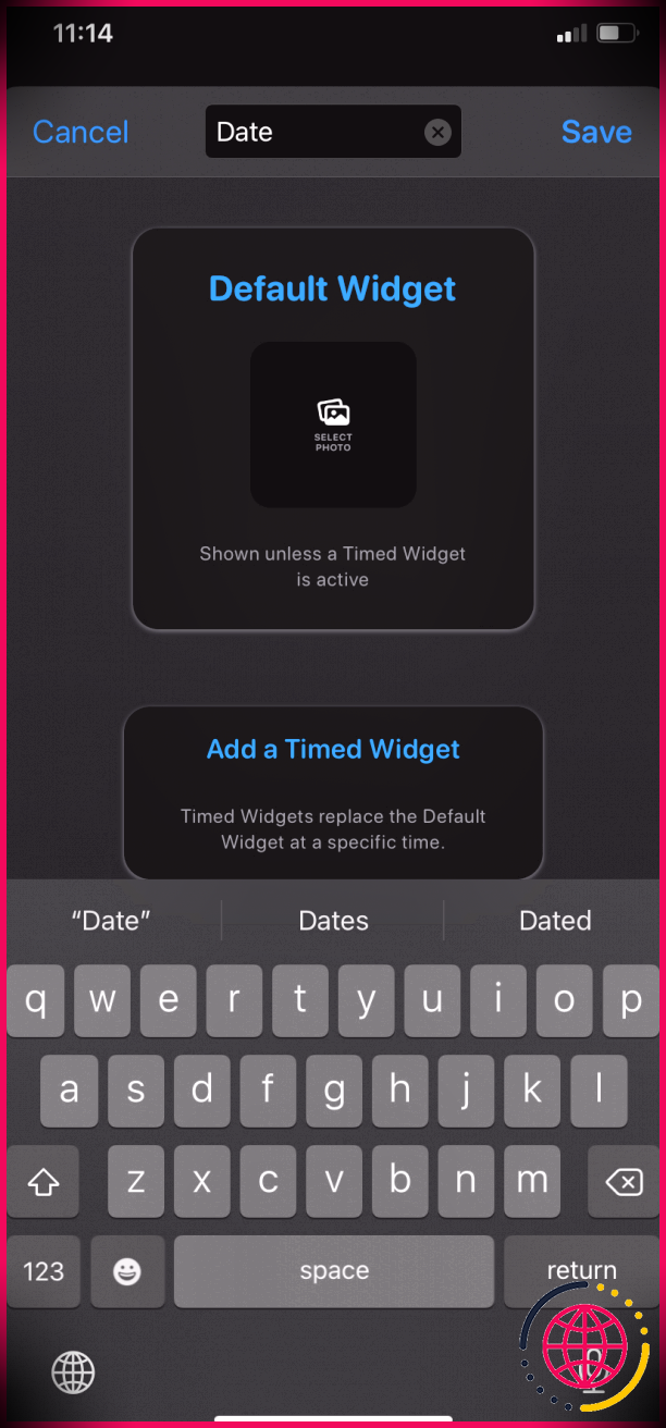 Personnaliser le nom du widget dans Widgetsmith