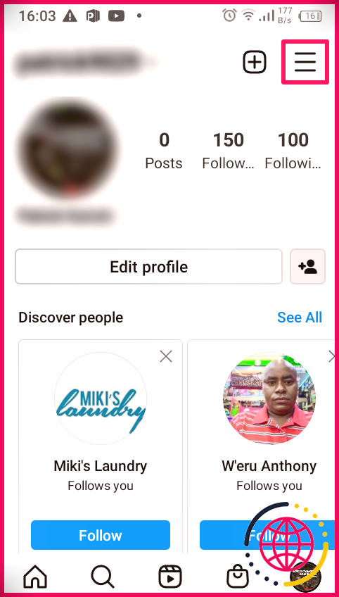 Profil de l'application Instagram