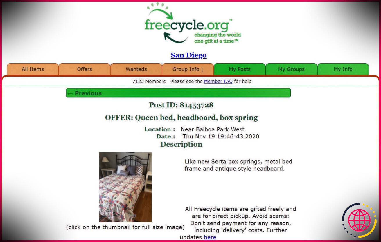 Trucs gratuits sur Freecycle