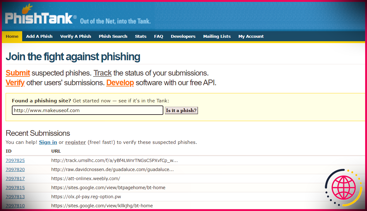 Vérifier si une URL est sûre avec PhishTank