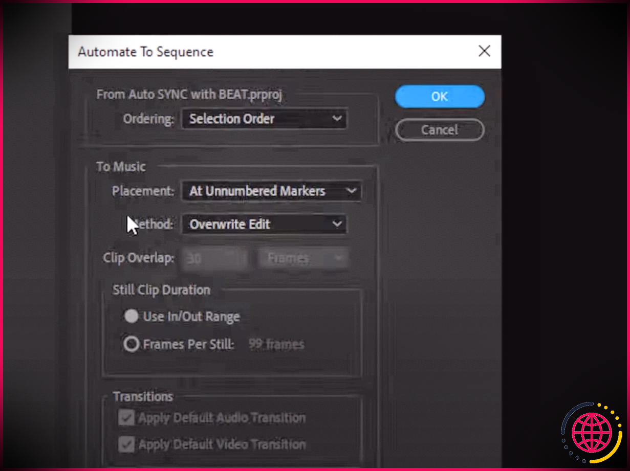 Automatiser le menu de séquence dans Premiere Pro