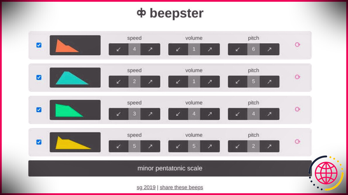 Beepster est un générateur de musique simple avec différents paramètres avec lesquels vous pouvez jouer