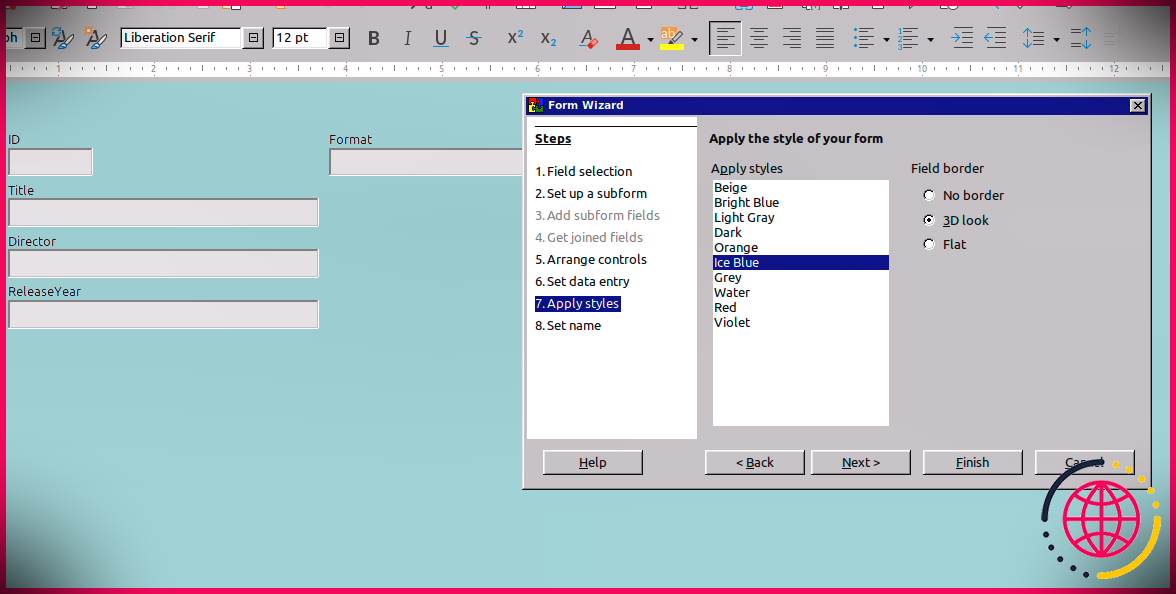 Choisir un style de formulaire dans LibreOffice Base