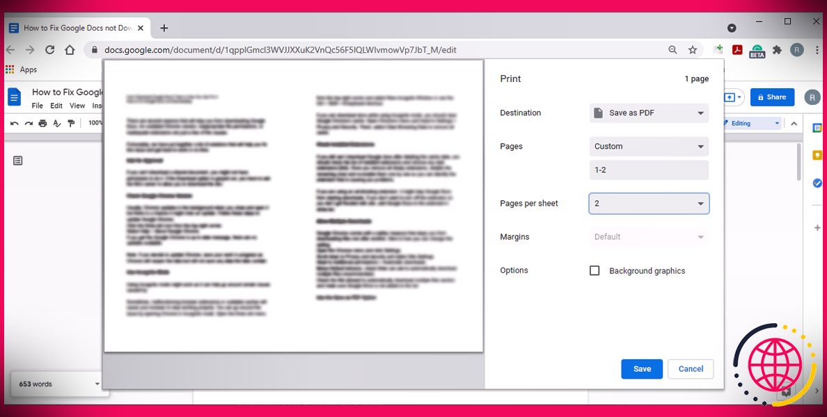 Enregistrer le document Google au format PDF