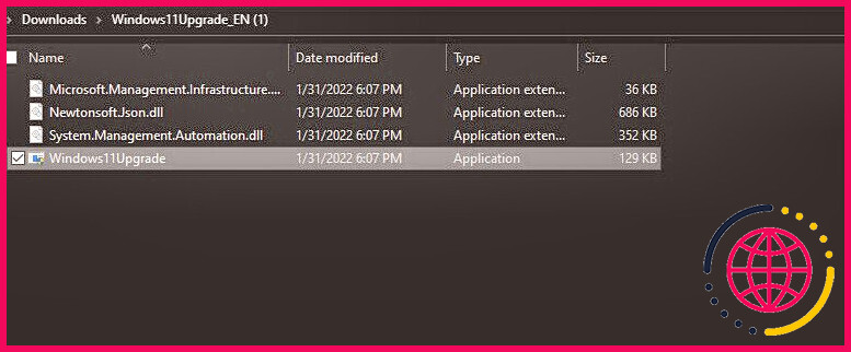 Exécutez le fichier Windows11Upgrade en tant qu'administrateur