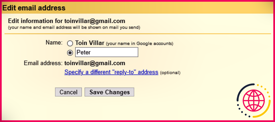 Importation des paramètres du compte Gmail
