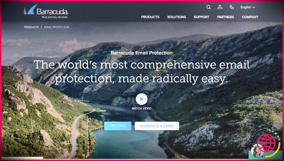 Interface du site Web de Barracuda Email Protection