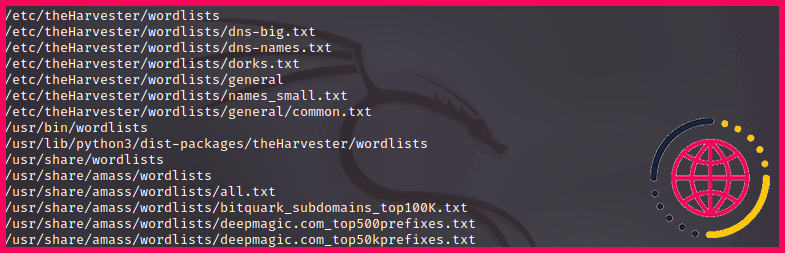 Localiser les listes de mots dans Kali Linux