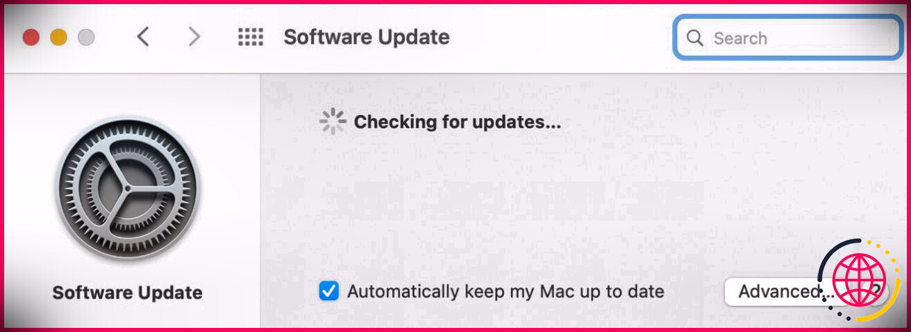Préférences système vérifiant les mises à jour logicielles macOS sur Mac