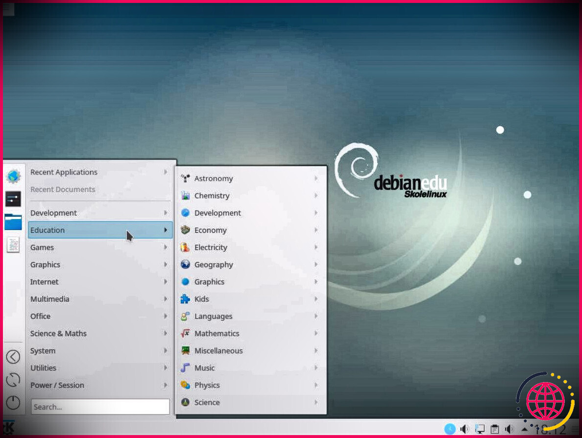 Capture d'écran du bureau DebianEdu