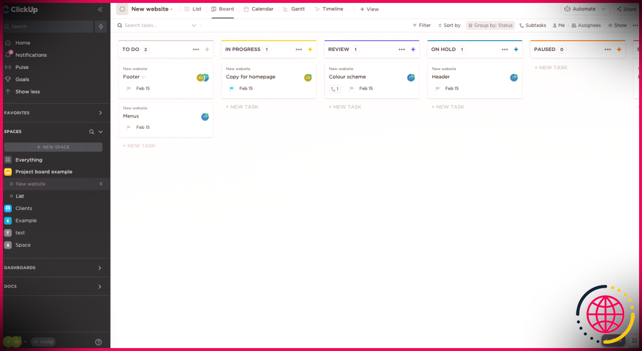 Capture d'écran d'un tableau de gestion de projet utilisant un système de cartes