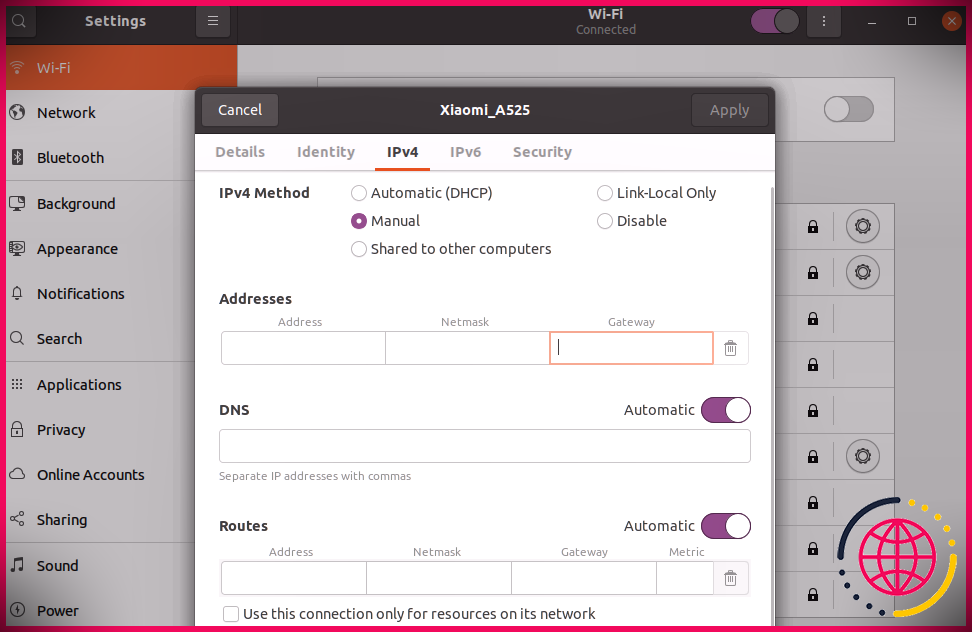 configurer une adresse IP statique sur Ubuntu