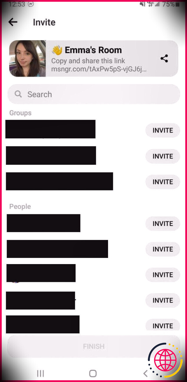 Créer une liste d'invitations pour l'application Messenger Rooms