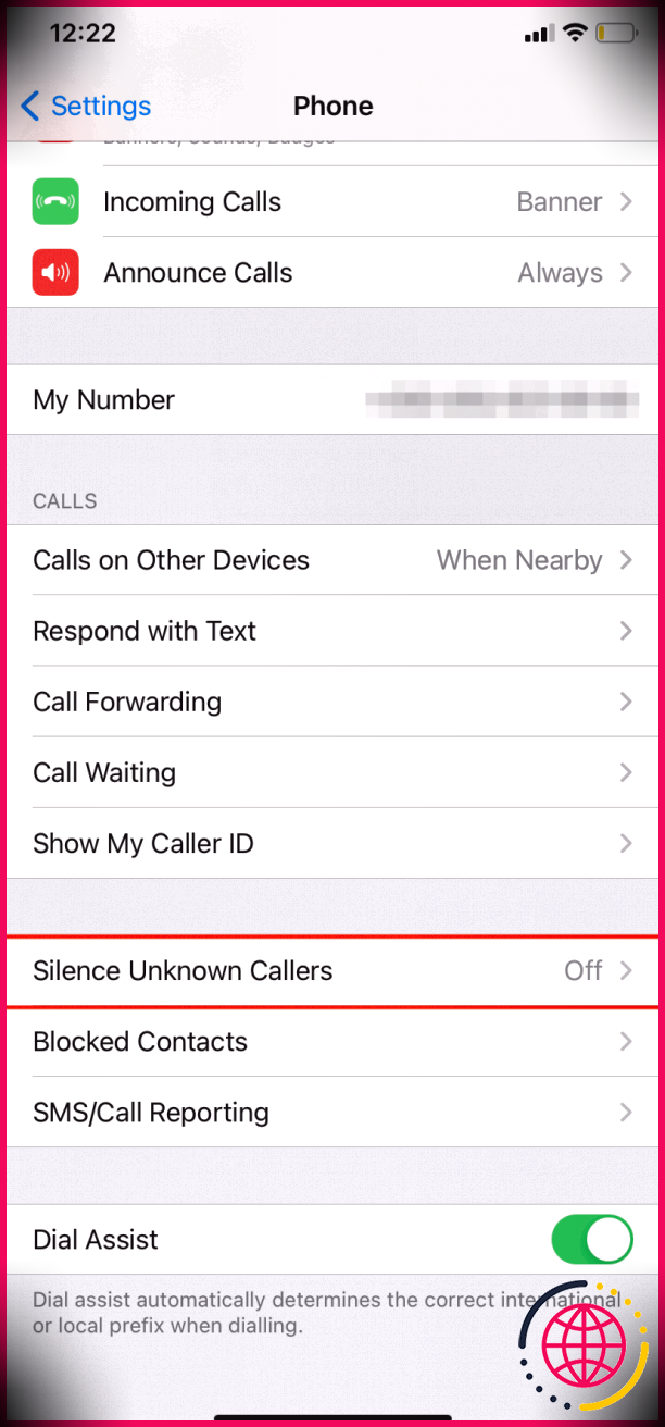 fonction de silence des appelants inconnus sur iPhone