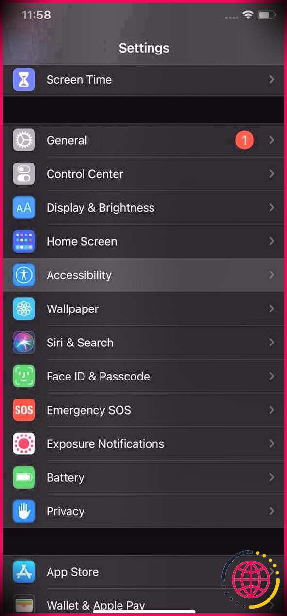 le menu des paramètres d'un iPhone