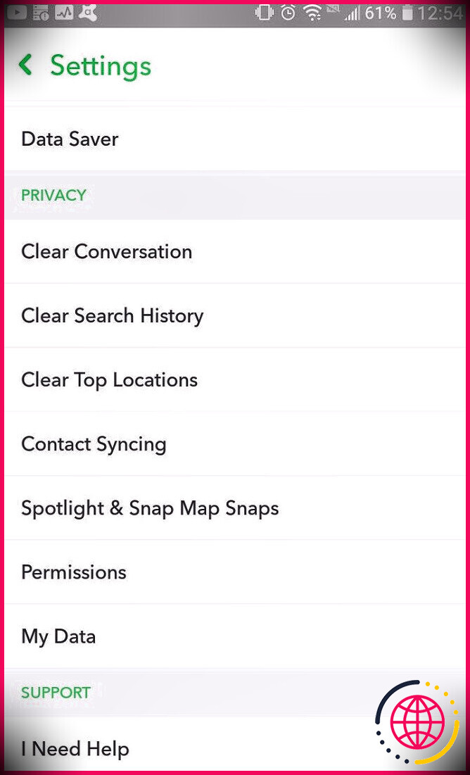 Paramètres de confidentialité de Snapchat