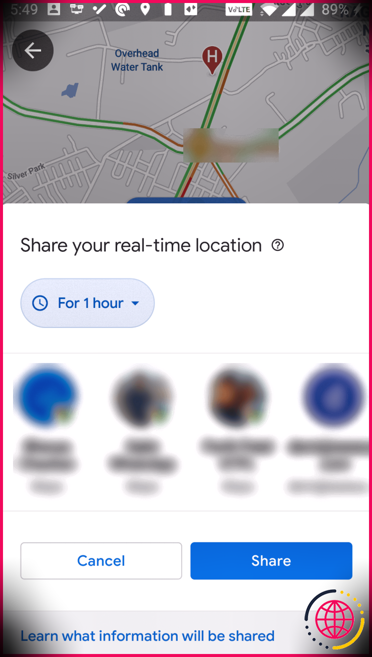 partager l'emplacement avec google maps