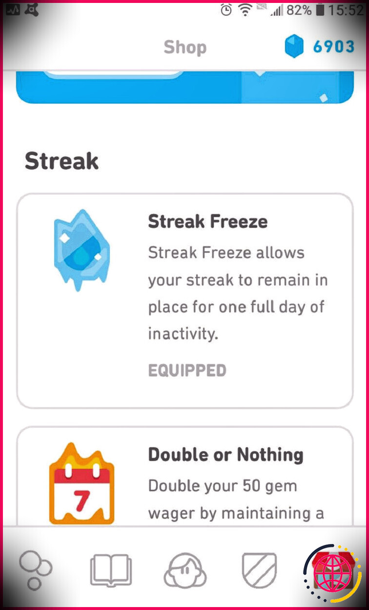 Acheter un gel de séquence dans Duolingo